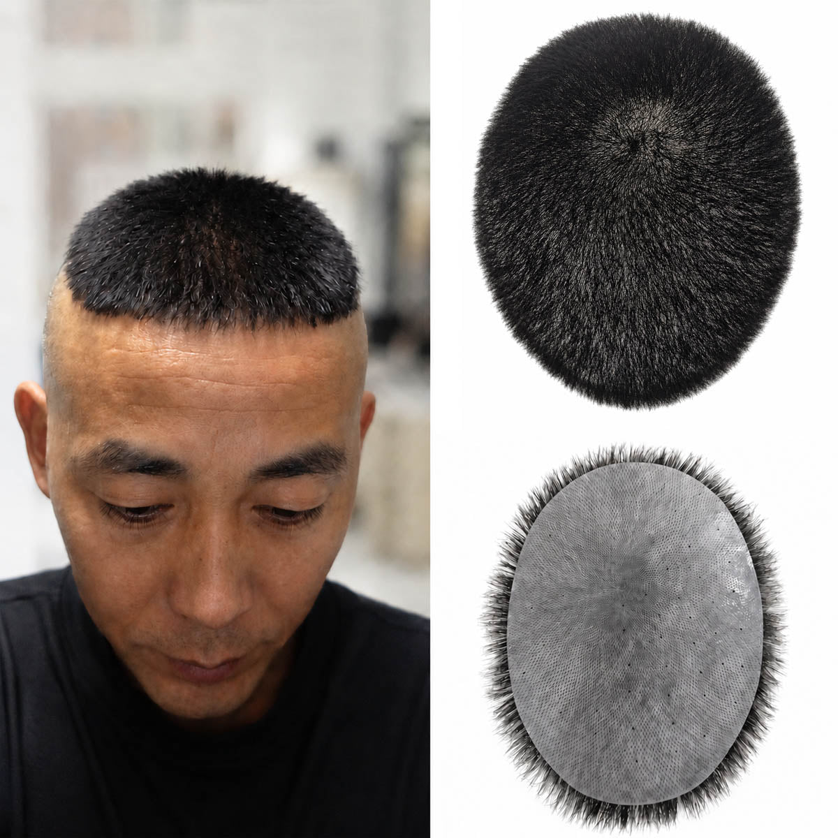 Viral Video Same Style Men’s Wig with Realistic Scalp, Natural-Looking Hairpiece for Southeast Asian Men