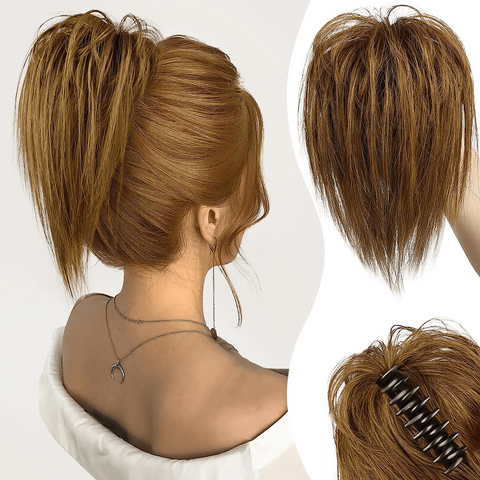 Messy ponytail clip extends hair--High temperature wire