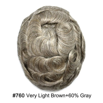 Full Poly Hairpiece for Men Toupee Real Human Hair Replacement System Natural Looking Mens Wig Durable PU Injected Mens Hair System Hair Pieces for Men Hair Unit for Hair Loss protesis capilar hombre Male Hair Prosthesis