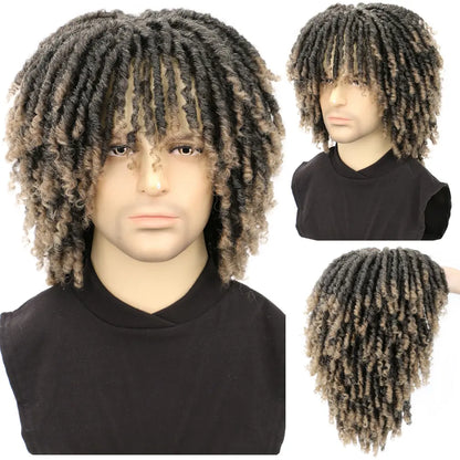 Men Wig Dreadlock Wig Synthetic Afro Twist Braided Wig Breathable Faux Locs Wig Daily And Party