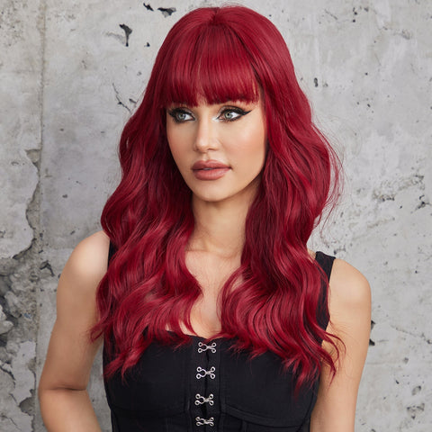 Red Tone With Spiral Waves wigs