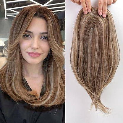 Summer Breathable Natural Straight Hair Topper For Women With Thinning Hair