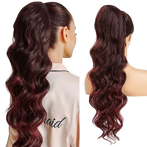 Drawstring Ponytail Extensions 26inch Long Fluffy Wavy Hairpiece