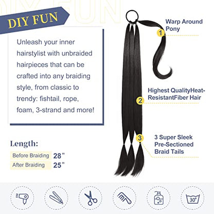 Long Braided Ponytail Extension with Hair