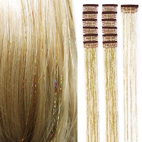 12 Pieces Clip Hair Tinsel Fairy Galaxy Hair Extension