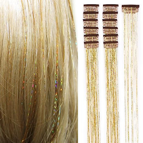 12 Pieces Clip Hair Tinsel Fairy Galaxy Hair Extension