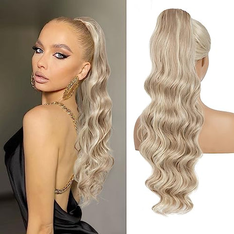 Drawstring Ponytail Extensions 26inch Long Fluffy Wavy Hairpiece