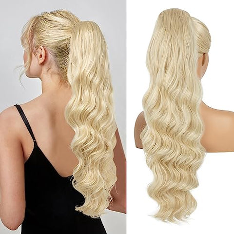 Drawstring Ponytail Extensions 26inch Long Fluffy Wavy Hairpiece