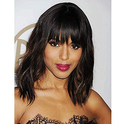 Curly Bob Wig with Bangs Short Bob Wavy Hair Wigs