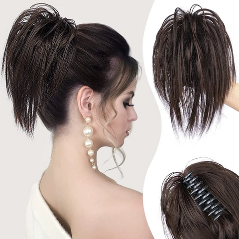 Messy ponytail clip extends hair--High temperature wire