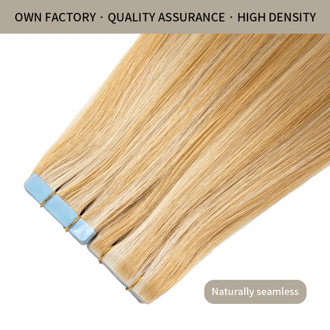 Seamless Injected Hand-Tied Invisible Tape In Hair Extension 20Pcs Virgin Human Hair (P27/613)