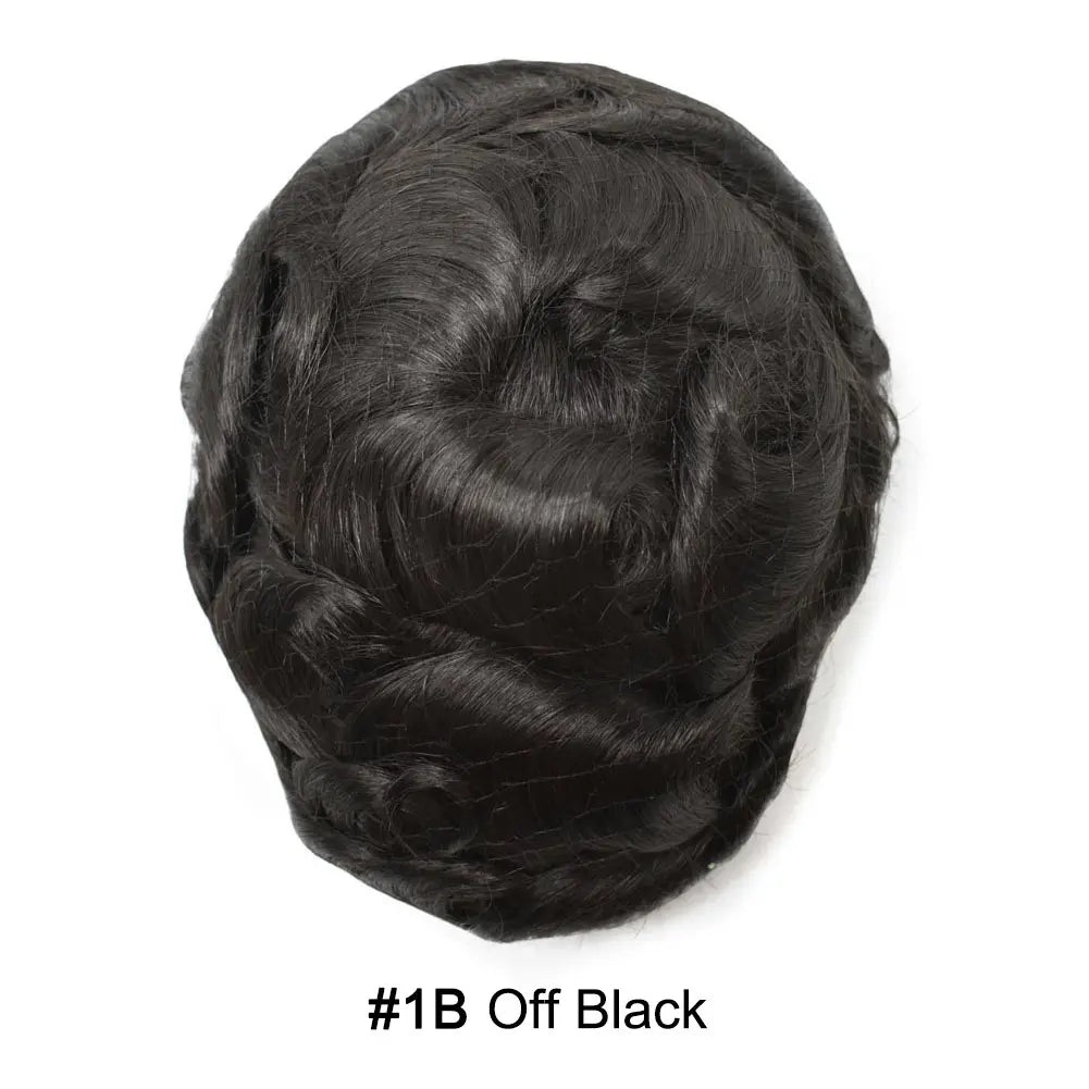 Full Poly Hairpiece for Men Toupee Real Human Hair Replacement System Natural Looking Mens Wig Durable PU Injected Mens Hair System Hair Pieces for Men Hair Unit for Hair Loss protesis capilar hombre Male Hair Prosthesis