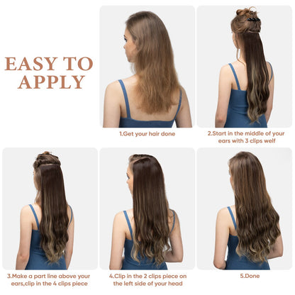 Long Wavy Clip In Hair Extensions 4pcs/set