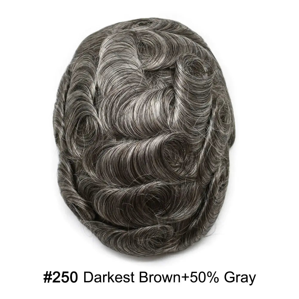 Full Poly Hairpiece for Men Toupee Real Human Hair Replacement System Natural Looking Mens Wig Durable PU Injected Mens Hair System Hair Pieces for Men Hair Unit for Hair Loss protesis capilar hombre Male Hair Prosthesis