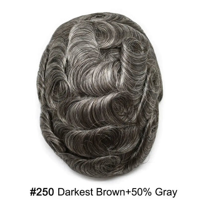 Full Poly Hairpiece for Men Toupee Real Human Hair Replacement System Natural Looking Mens Wig Durable PU Injected Mens Hair System Hair Pieces for Men Hair Unit for Hair Loss protesis capilar hombre Male Hair Prosthesis