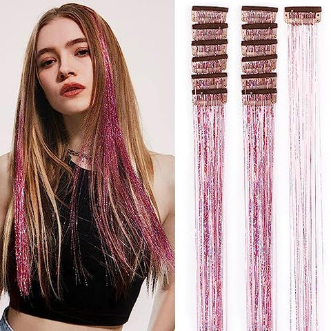 12 Pieces Clip Hair Tinsel Fairy Galaxy Hair Extension