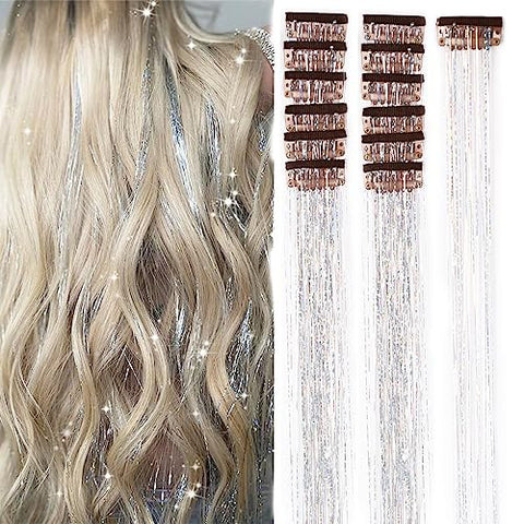 12 Pieces Clip Hair Tinsel Fairy Galaxy Hair Extension