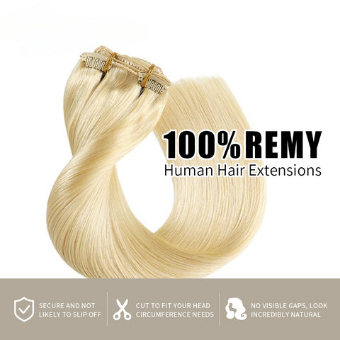 Clip In Hair Extensions Human Hair 9Pcs 20 Clips Invisible Natural Remy Human Hair (#613 Bleach Blonde)