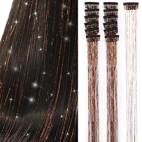 12 Pieces Clip Hair Tinsel Fairy Galaxy Hair Extension