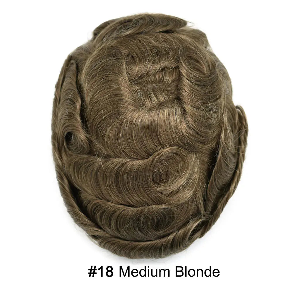 Full Poly Hairpiece for Men Toupee Real Human Hair Replacement System Natural Looking Mens Wig Durable PU Injected Mens Hair System Hair Pieces for Men Hair Unit for Hair Loss protesis capilar hombre Male Hair Prosthesis