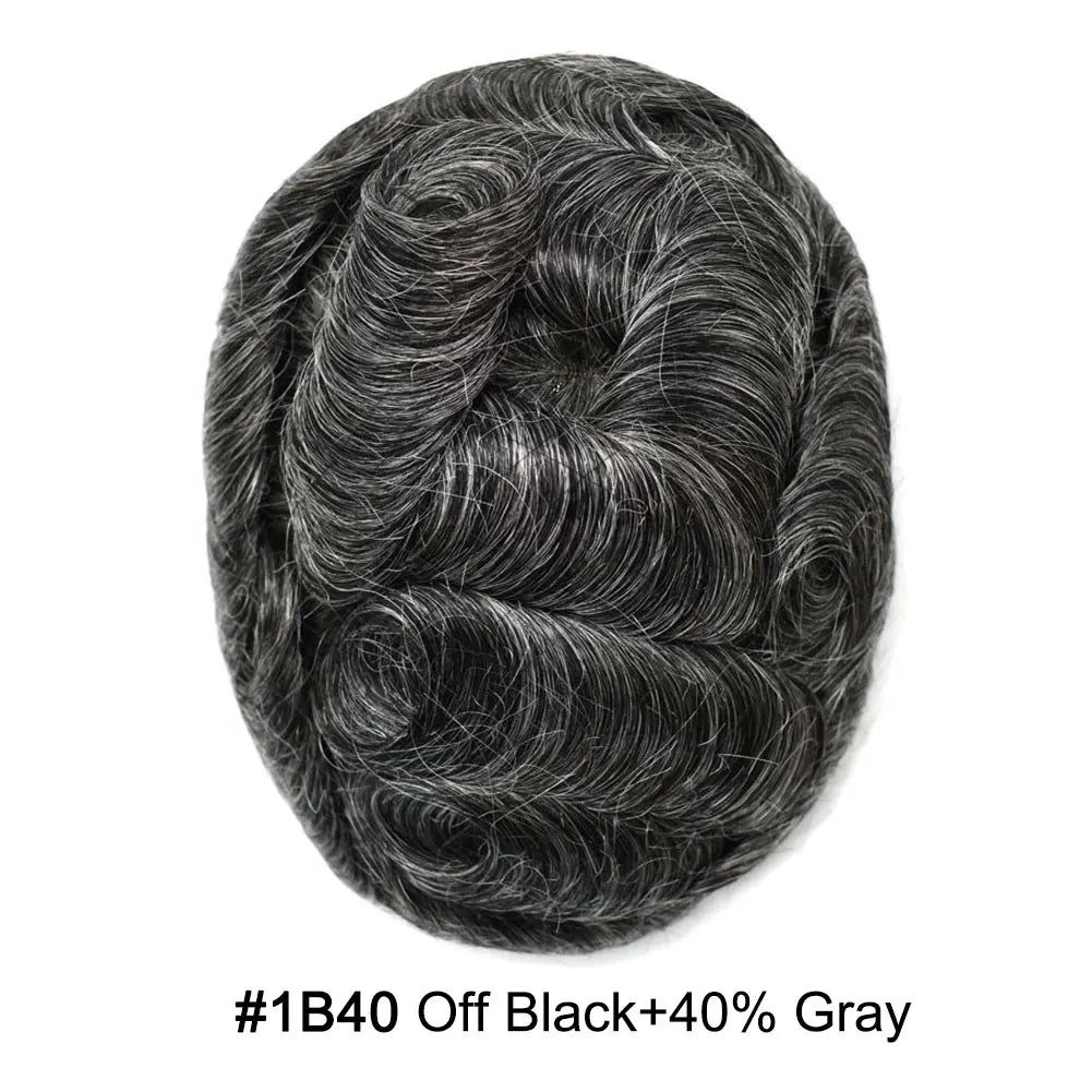 Mens Hair System 0.04mm Ultra Thin Skin Toupee For Men Hairpiece Real Human Hair Replacement Systems All V-Looped Knots Invisible Realistic Natural Hairline Male Hair Prosthesis Protesis Capilar Hombre