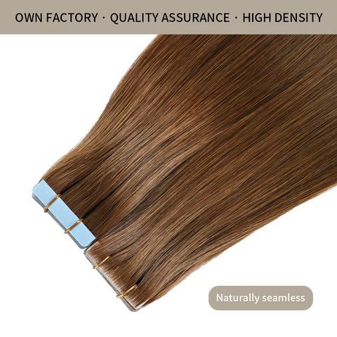 Seamless Injected Hand-Tied Invisible Tape In Hair Extension 20Pcs Virgin Human Hair (#6)