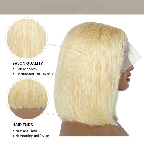 Lace Front T Part Wig Middle Part 13×4×1 Remy Human Hair (#613 Bleach Blonde)