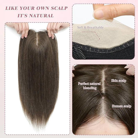 Summer Breathable Natural Straight Hair Topper For Women With Thinning Hair
