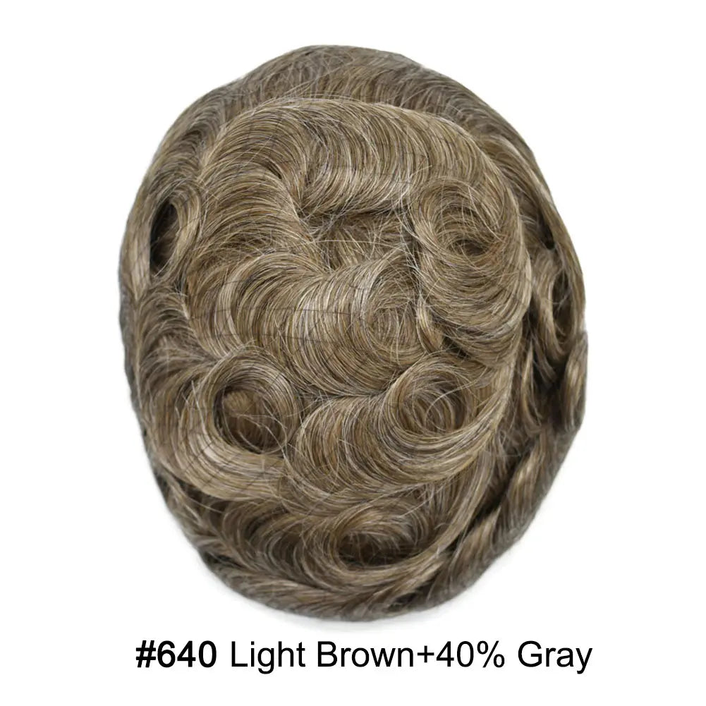 Full Poly Hairpiece for Men Toupee Real Human Hair Replacement System Natural Looking Mens Wig Durable PU Injected Mens Hair System Hair Pieces for Men Hair Unit for Hair Loss protesis capilar hombre Male Hair Prosthesis