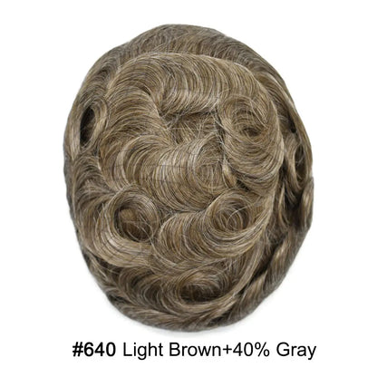 Full Poly Hairpiece for Men Toupee Real Human Hair Replacement System Natural Looking Mens Wig Durable PU Injected Mens Hair System Hair Pieces for Men Hair Unit for Hair Loss protesis capilar hombre Male Hair Prosthesis