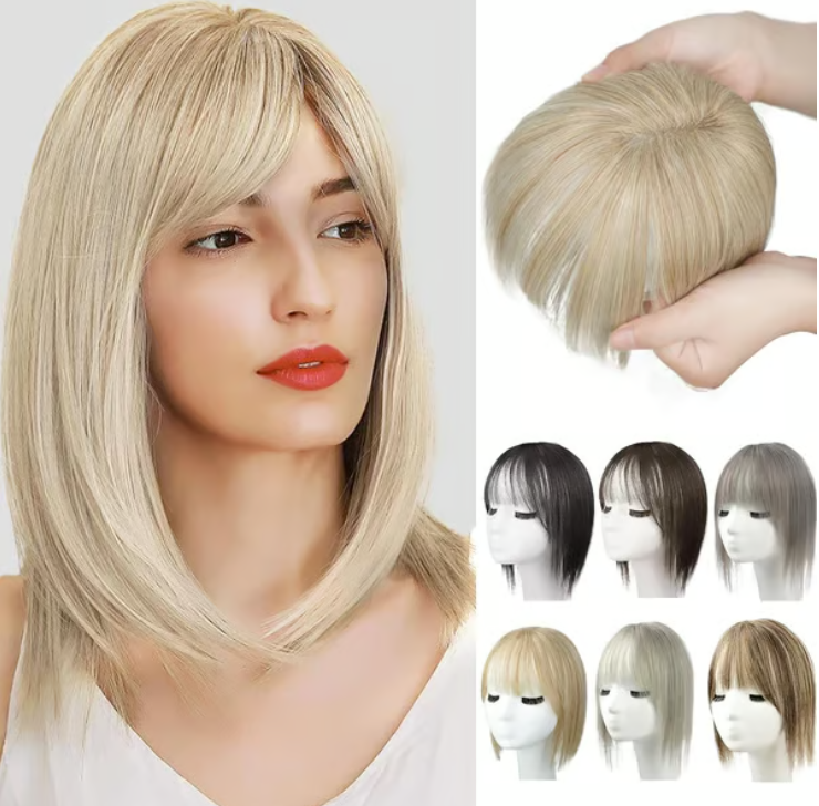 Natural Hair Toppers With Bangs For Women Adding Hair Volume Topper