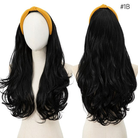 Long Wavy Headband Wig Half Hair Wig for Women