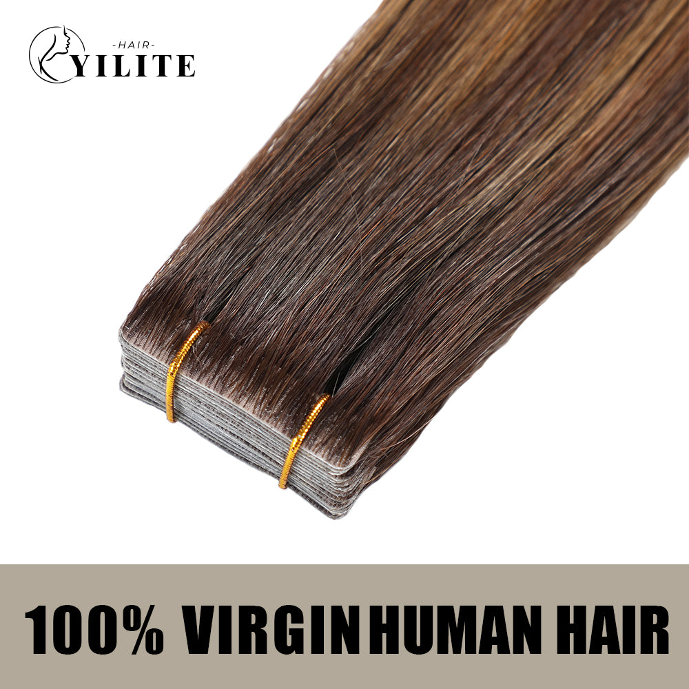 Seamless Injected Hand-Tied Invisible Tape In Hair Extension 20Pcs Virgin Human Hair (P2/6/T2)