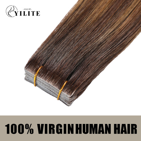 Seamless Injected Hand-Tied Invisible Tape In Hair Extension 20Pcs Virgin Human Hair (P2/6/T2)