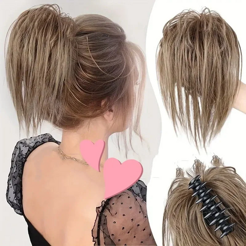 Messy ponytail clip extends hair--High temperature wire