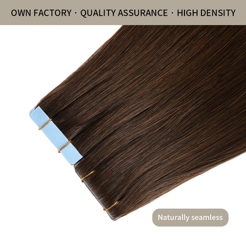 Seamless Injected Hand-Tied Invisible Tape In Hair Extension 20Pcs Virgin Human Hair (#4)