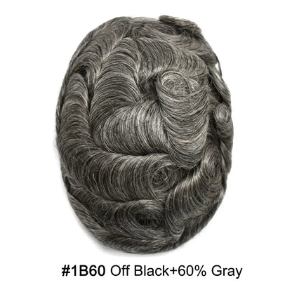 Full Poly Hairpiece for Men Toupee Real Human Hair Replacement System Natural Looking Mens Wig Durable PU Injected Mens Hair System Hair Pieces for Men Hair Unit for Hair Loss protesis capilar hombre Male Hair Prosthesis