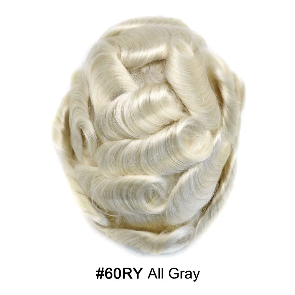 Full Poly Hairpiece for Men Toupee Real Human Hair Replacement System Natural Looking Mens Wig Durable PU Injected Mens Hair System Hair Pieces for Men Hair Unit for Hair Loss protesis capilar hombre Male Hair Prosthesis