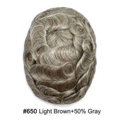 Full Poly Hairpiece for Men Toupee Real Human Hair Replacement System Natural Looking Mens Wig Durable PU Injected Mens Hair System Hair Pieces for Men Hair Unit for Hair Loss protesis capilar hombre Male Hair Prosthesis
