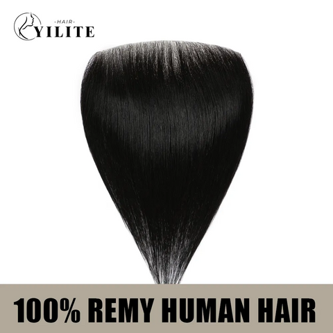 Seamless Hair Patch 7×15 cm Injected Hand-Tied Invisible Remy Human Hair （#1 Jet Black）