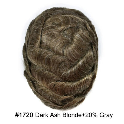 Full Poly Hairpiece for Men Toupee Real Human Hair Replacement System Natural Looking Mens Wig Durable PU Injected Mens Hair System Hair Pieces for Men Hair Unit for Hair Loss protesis capilar hombre Male Hair Prosthesis