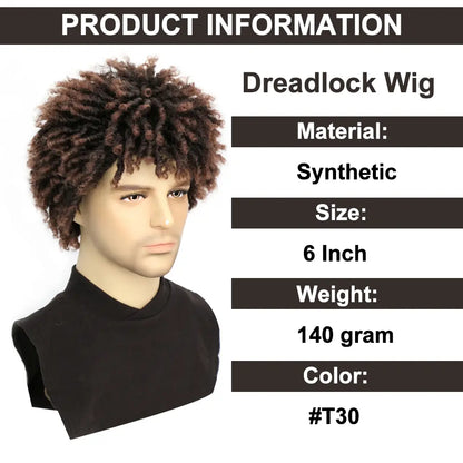 Men Wig Dreadlock Wig Short Afro Twist Braided Wig Glueless Synthetic Curly Dreads Wig Coily Textured Wigs Convenient Wigs
