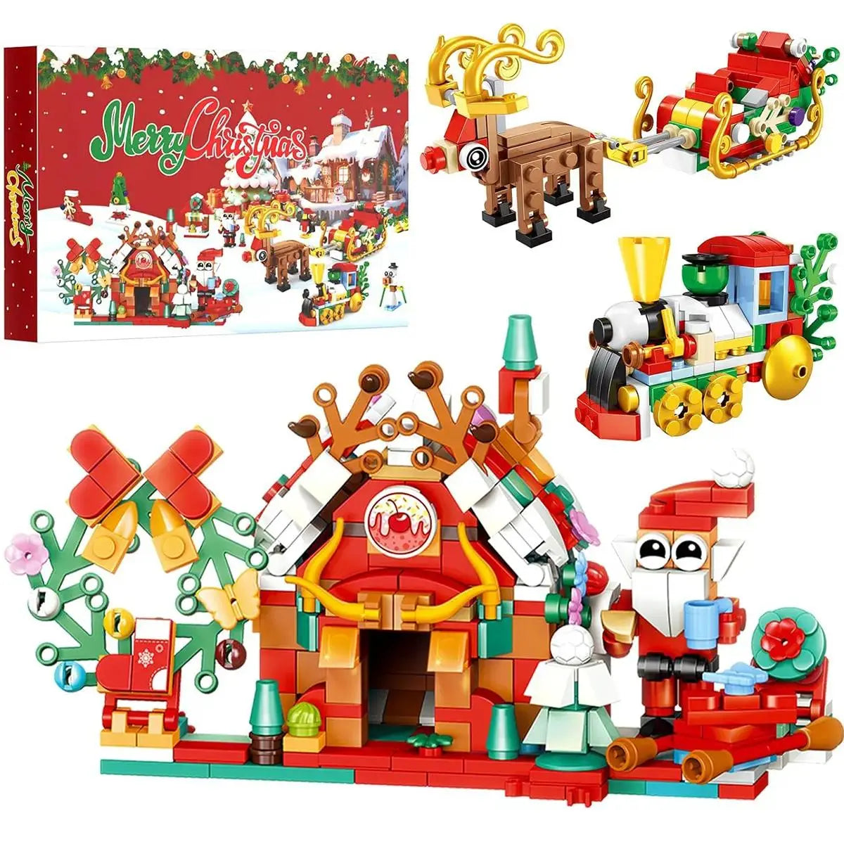 2026 Building Blocks Advent Calendar - 24Pack Mini Jigsaw Puzzle Toys, Safe Plastics Reindeer Themed Kits for Kids-Adults, Holiday Cheer Tradition Countdown Creative Assembly Toys, Vibrant, Brick Kit, Diy Building Block,parent-child bonding time