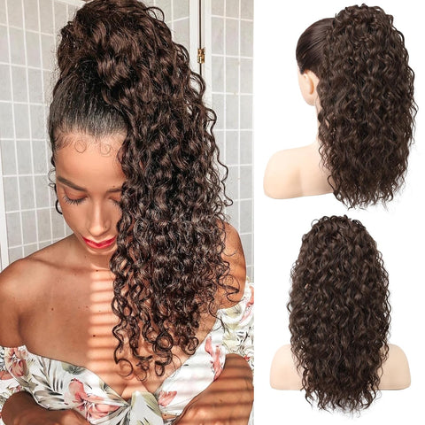 18 Inch Curly Wavy Drawstring Ponytail