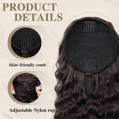 18 Inch Curly Wavy Drawstring Ponytail