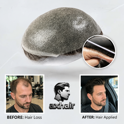 Upgrade Mirage 0.04-0.06mm Full Super Thin Skin Single Knots Base  Toupee for Men  Celebrities Choice