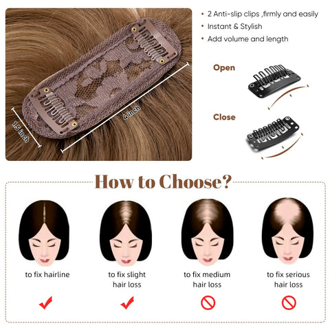 Clip in Hair With Bangs Overhead Natural Invisible Replaceme