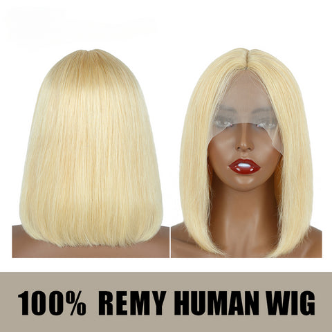 Lace Front T Part Wig Middle Part 13×4×1 Remy Human Hair (#613 Bleach Blonde)