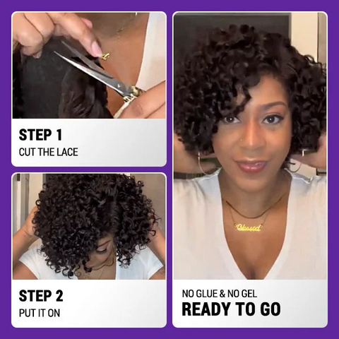 Trendy Short Cut Curly HD Lace Glueless Side Part Wig 100% Human Hair