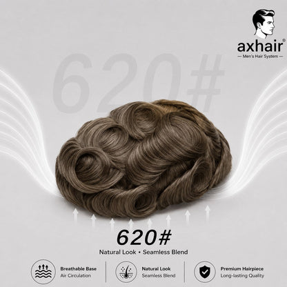 Full French Lace: Men's Lace Toupee  Full French Lace Base  Suitable for Humid Climate